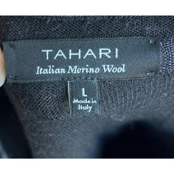 Tahari Mens Italian Merino Wool V-Neck Pullover Sweater Size L Preppy Academia - Picture 7 of 9